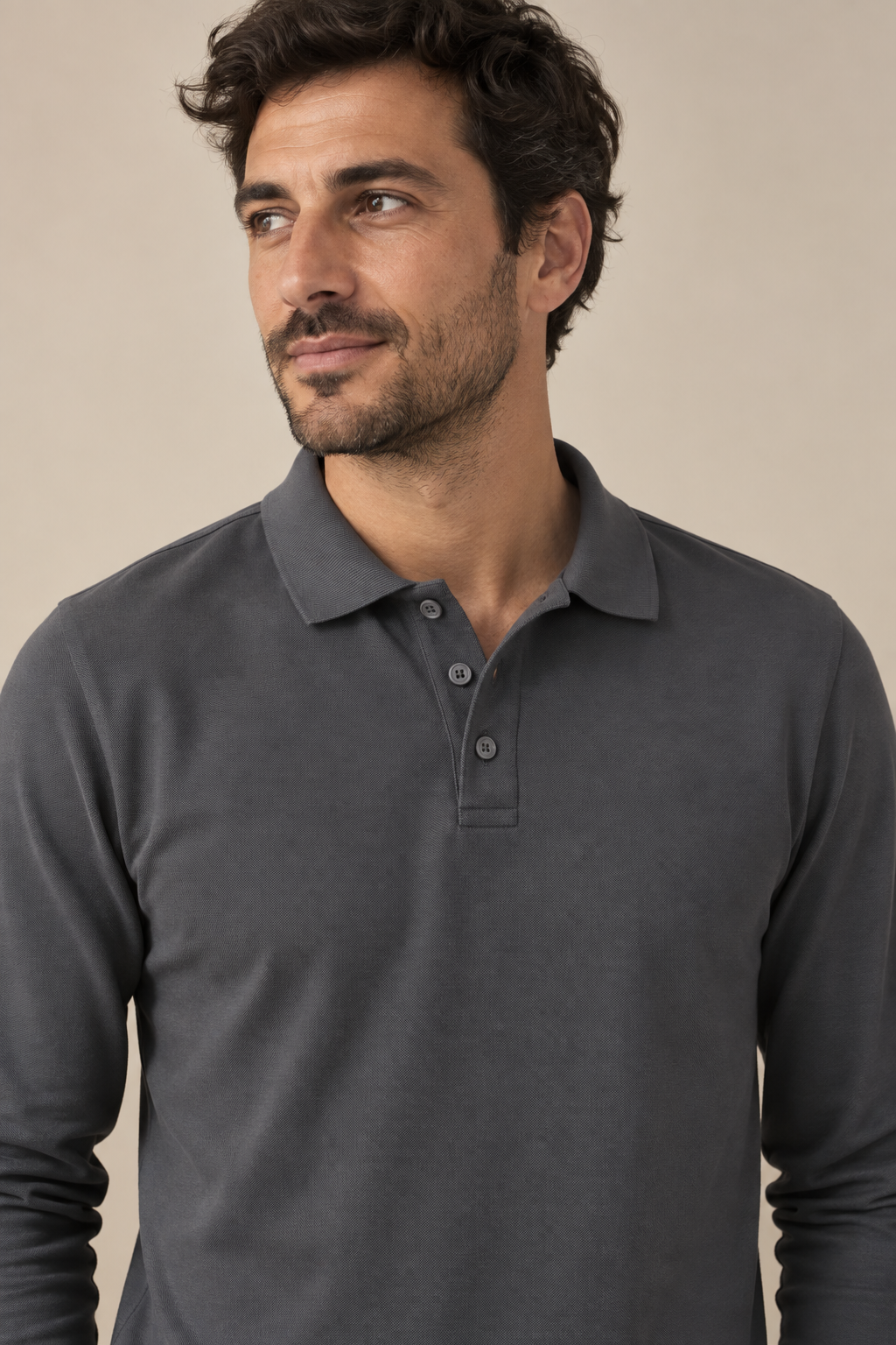Polo piqué manches longue homme — photo 2