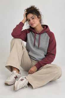 Sweat-shirt à capuche bicolore unisexe