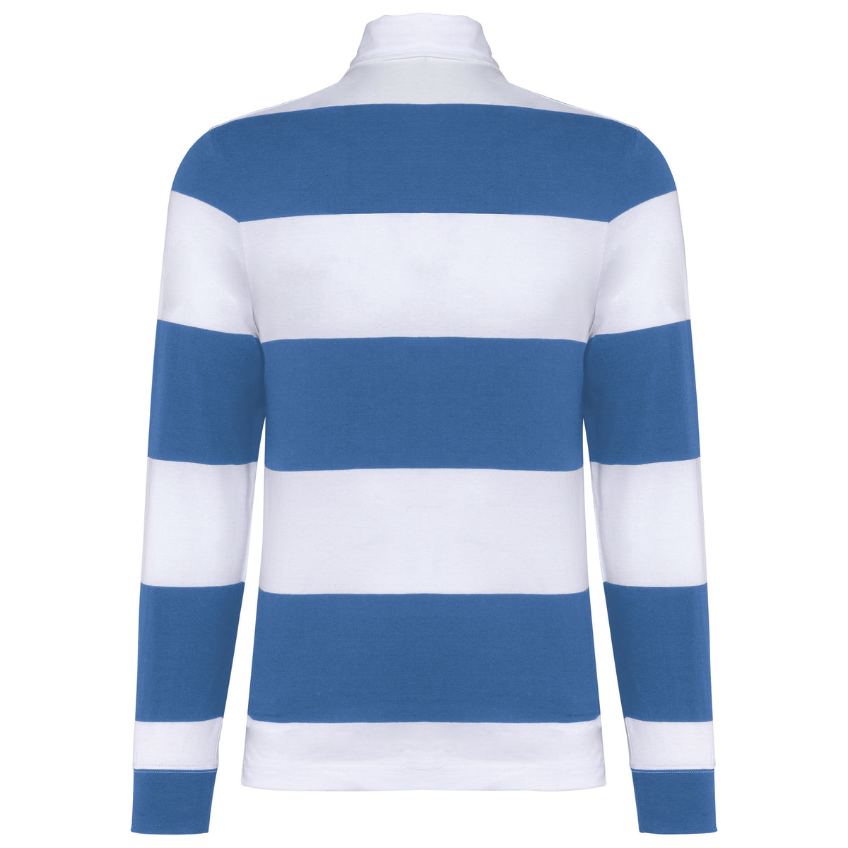 bleu royal, rayures blanche, dos