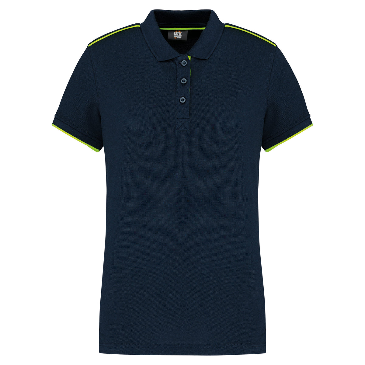 bleu marine, jaune fluo, avant