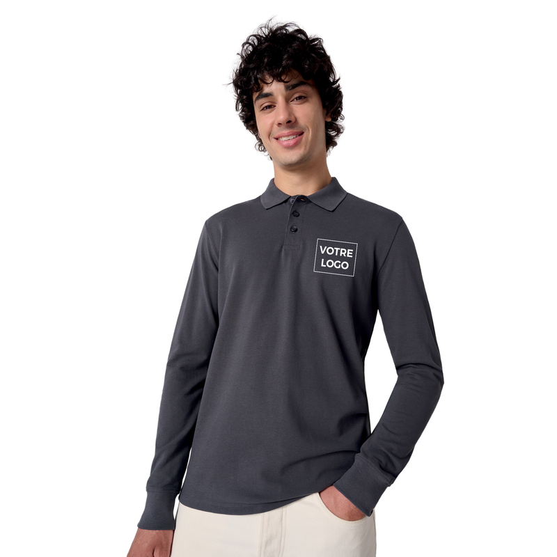 Polo piqué manches longue homme