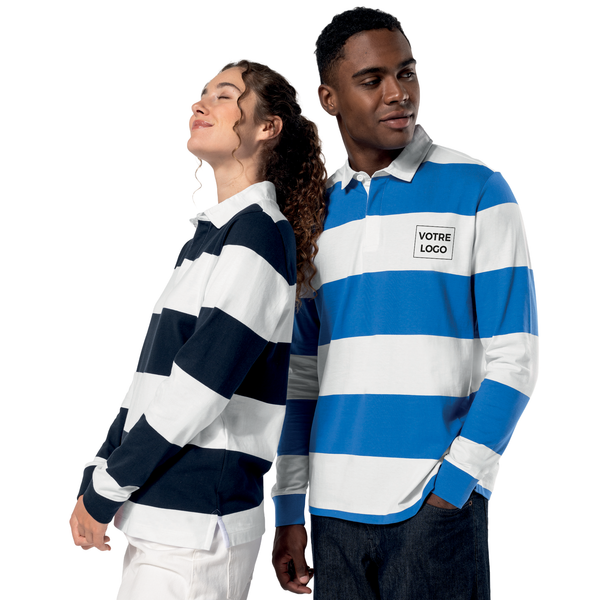 Polo rugby rayé manches longues unisexe