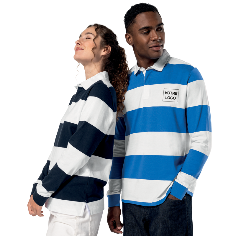 Polo rugby rayé manches longues unisexe