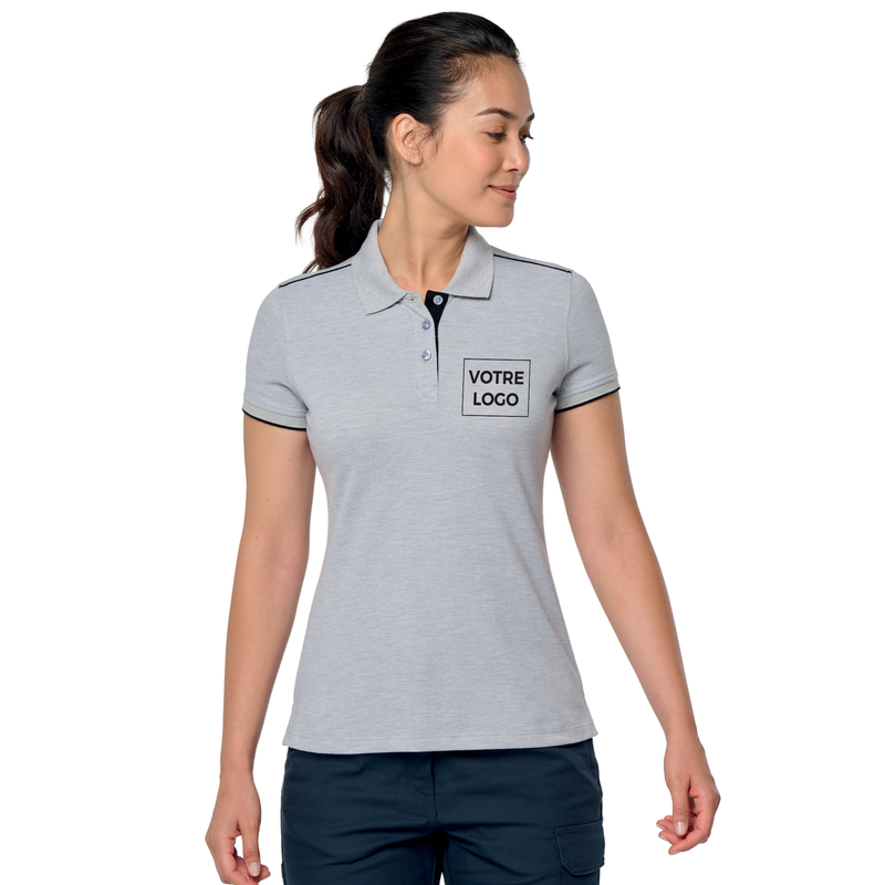 Polo contrasté manches courtes femme