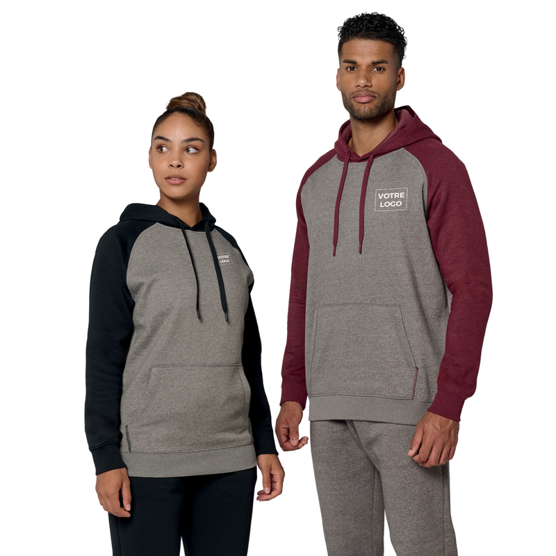 Sweat-shirt à capuche bicolore unisexe