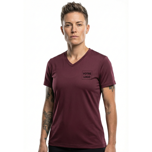 T-shirt col V manches courtes femme