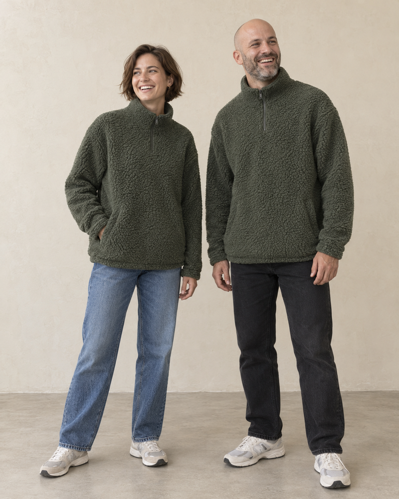 Sweat-shirt zip en sherpa unisexe