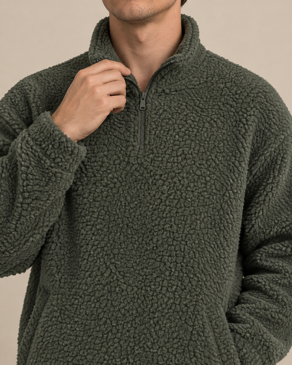 Sweat-shirt zip en sherpa unisexe — photo 2