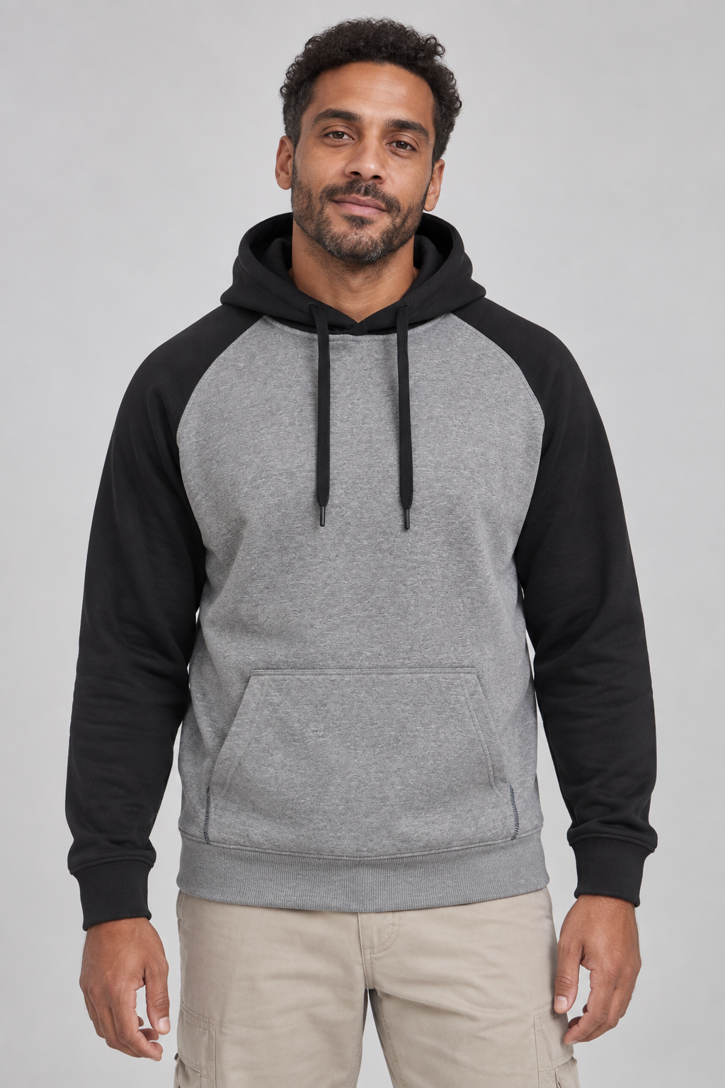 Sweat-shirt à capuche bicolore unisexe — photo 2
